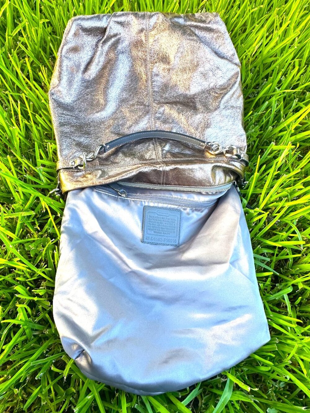 Coach Metallic Bronze Brooke Leather Pewter Hobo Bag - Picture 8 of 13